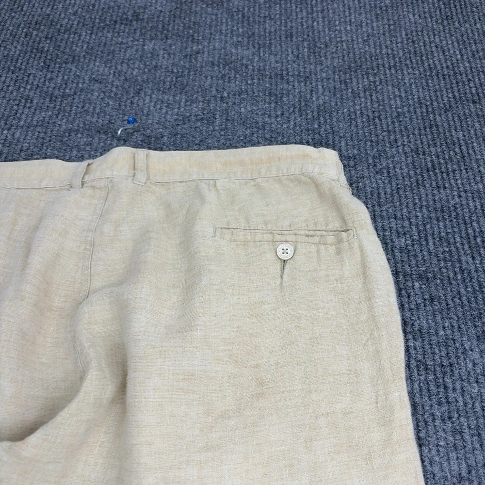 Zulus Festin‎ Pants Mens 37x34 Tan Linen Comfort Fit Flat Front Summer Casual